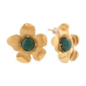 DANNIJO Luna Flower Stone Center Earrings Green